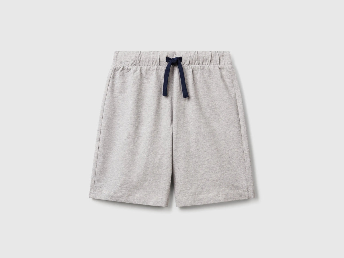 Benetton Light Gray Boys 100% Cotton Bermuda Shorts SKU: 3BL0C903L_501 Image 01