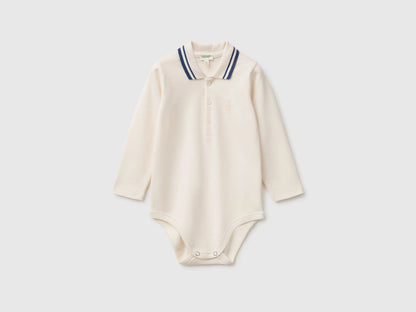 Benetton Creamy White Unisex Cotton Polo Bodysuit SKU: 3CDIAB00F_0R2 Image 01