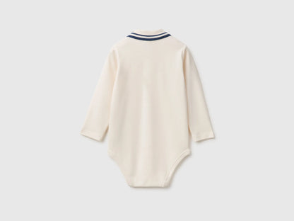 Benetton Creamy White Unisex Cotton Polo Bodysuit SKU: 3CDIAB00F_0R2 Image 02