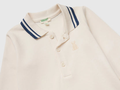 Benetton Creamy White Unisex Cotton Polo Bodysuit SKU: 3CDIAB00F_0R2 Image 03