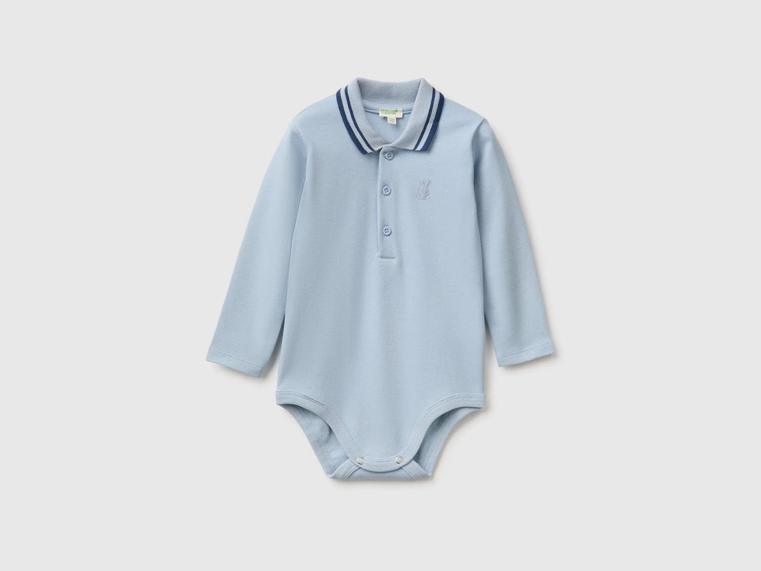 Benetton Sky Blue Unisex Cotton Polo Bodysuit SKU: 3CDIAB00F_3L3 Image 01