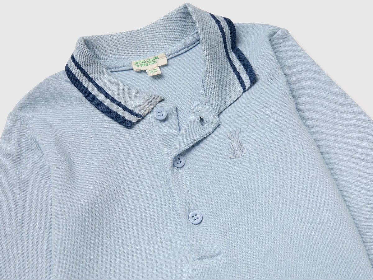Benetton Sky Blue Unisex Cotton Polo Bodysuit SKU: 3CDIAB00F_3L3 Image 03