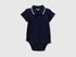 Benetton Dark Blue New Born Polo Onesie in Organic Cotton SKU: 3CDIAB00X_252 Image 01