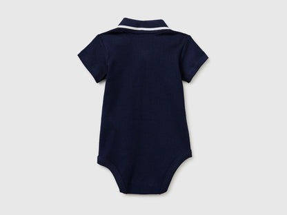 Benetton Dark Blue New Born Polo Onesie in Organic Cotton SKU: 3CDIAB00X_252 Image 02