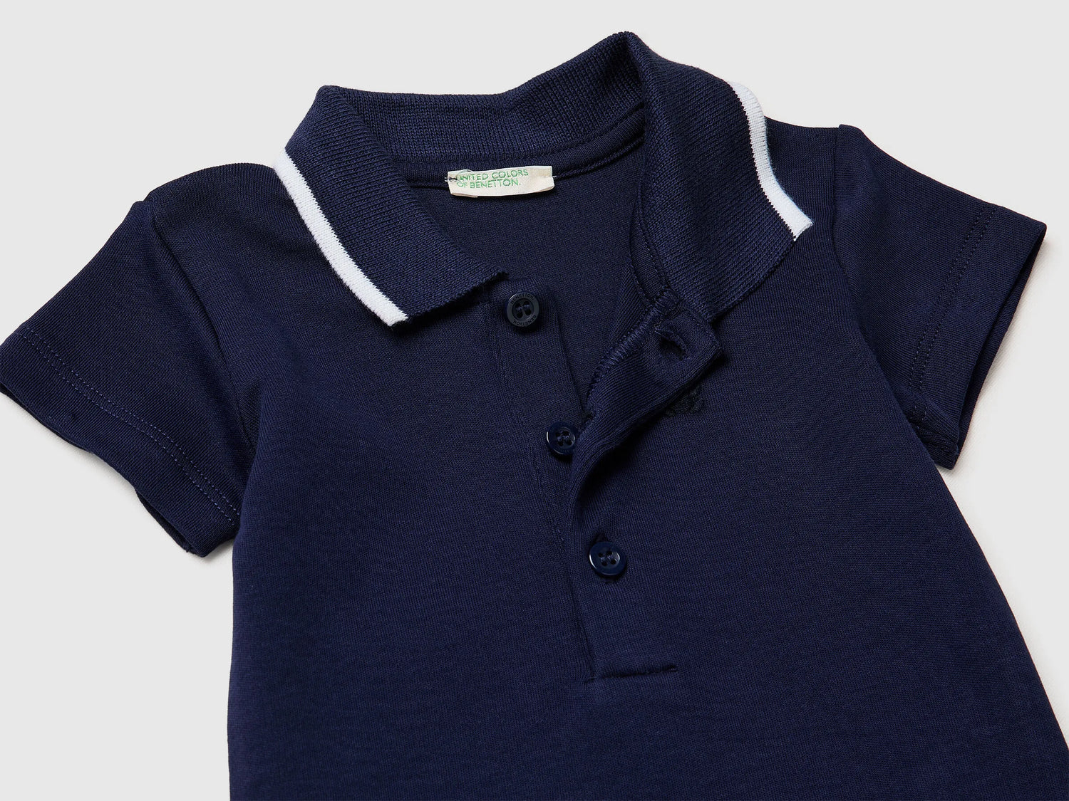 Benetton Dark Blue New Born Polo Onesie in Organic Cotton SKU: 3CDIAB00X_252 Image 03