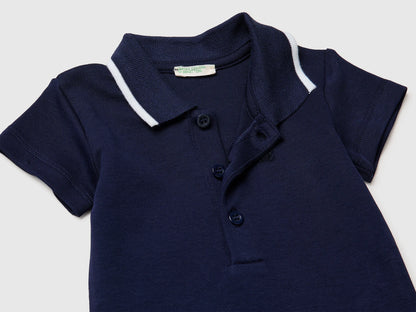 Benetton Dark Blue New Born Polo Onesie in Organic Cotton SKU: 3CDIAB00X_252 Image 03