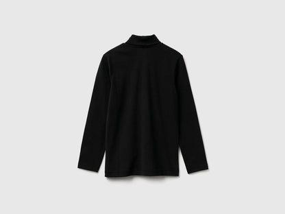 Benetton Black Boys Long Sleeve Turtleneck T-Shirt SKU: 3DKEC202O_100 Image 02