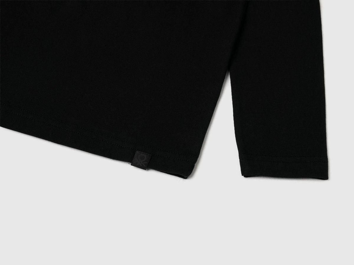 Benetton Black Boys Long Sleeve Turtleneck T-Shirt SKU: 3DKEC202O_100 Image 03