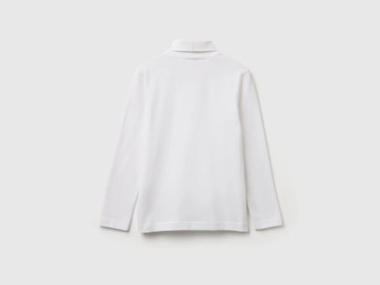 Benetton White Boys Long Sleeve Turtleneck T-Shirt SKU: 3DKEC202O_101 Image 02