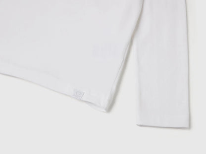Benetton White Boys Long Sleeve Turtleneck T-Shirt SKU: 3DKEC202O_101 Image 03