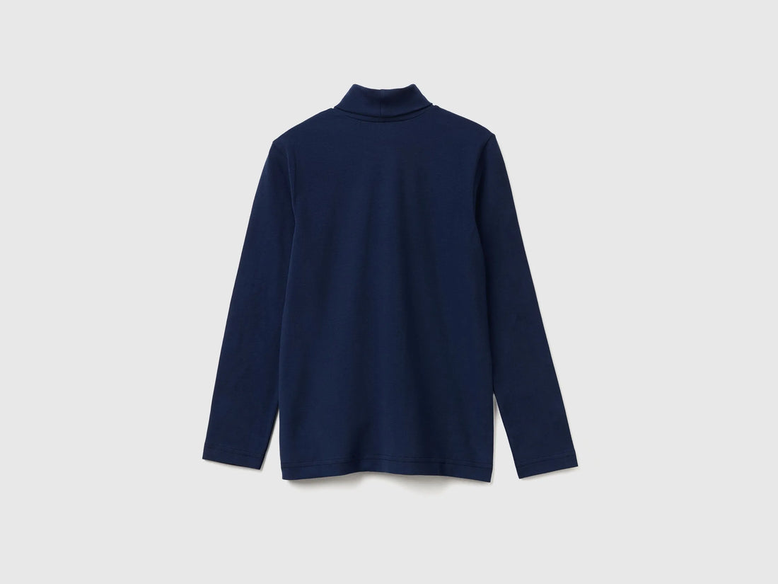 Benetton Dark Blue Boys Long Sleeve Turtleneck T-Shirt SKU: 3DKEC202O_252 Image 02