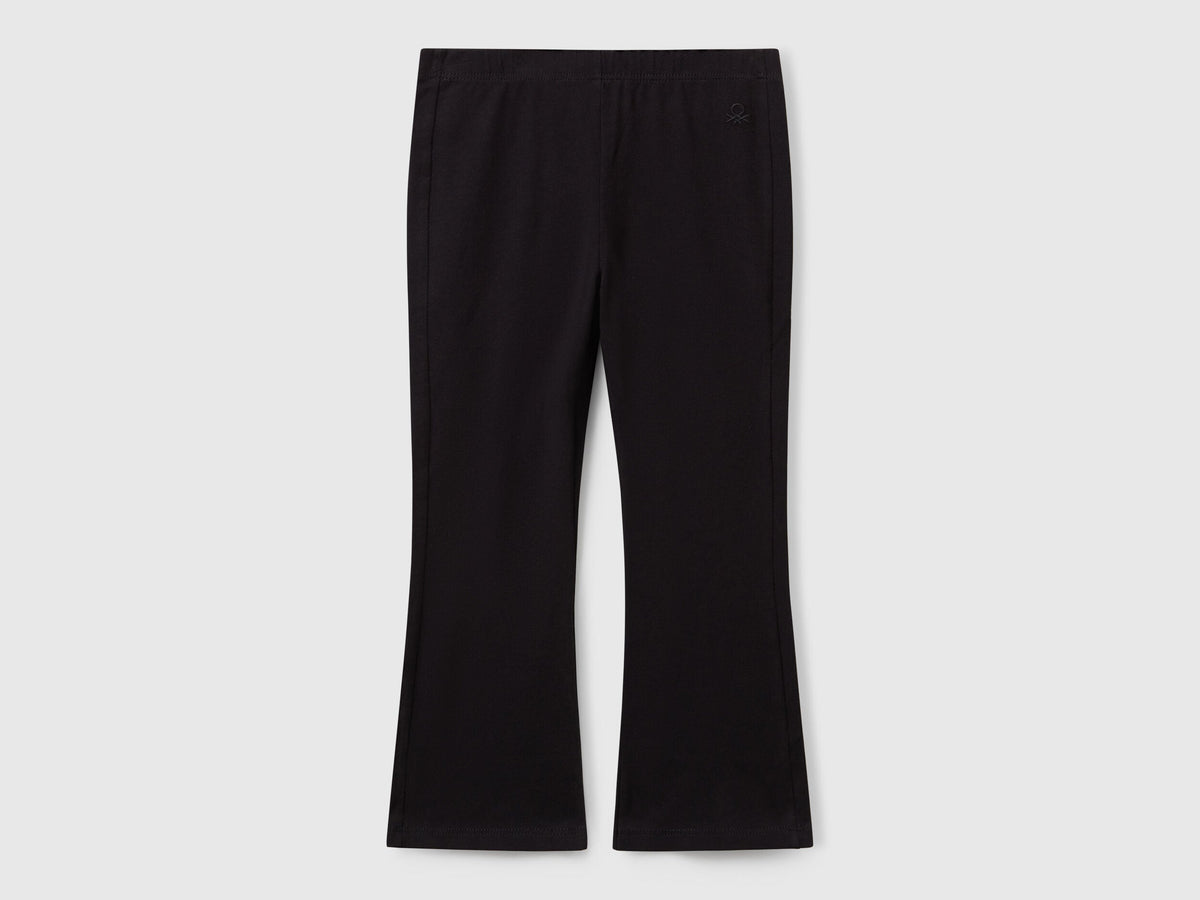 Benetton_Black_Flared Leggings in Stretch Cotton_3DKEGF028_100_01