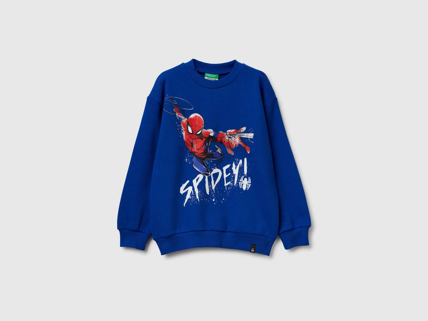 Benetton_Bright Blue_Sweatshirt with Spiderman ©Marvel Print_3EB5C10RM_19R_01