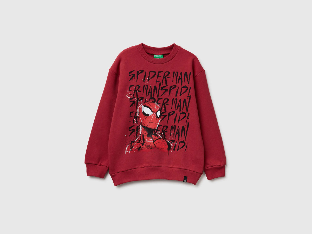 Benetton_Coral_Sweatshirt with Spiderman ©Marvel Print_3EB5C10RM_39J_01