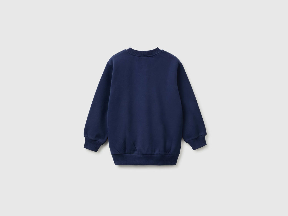 Benetton Blue Boys Warm Sweatshirt with Pouch Pocket SKU: 3EB5G10G0_905 Image 02