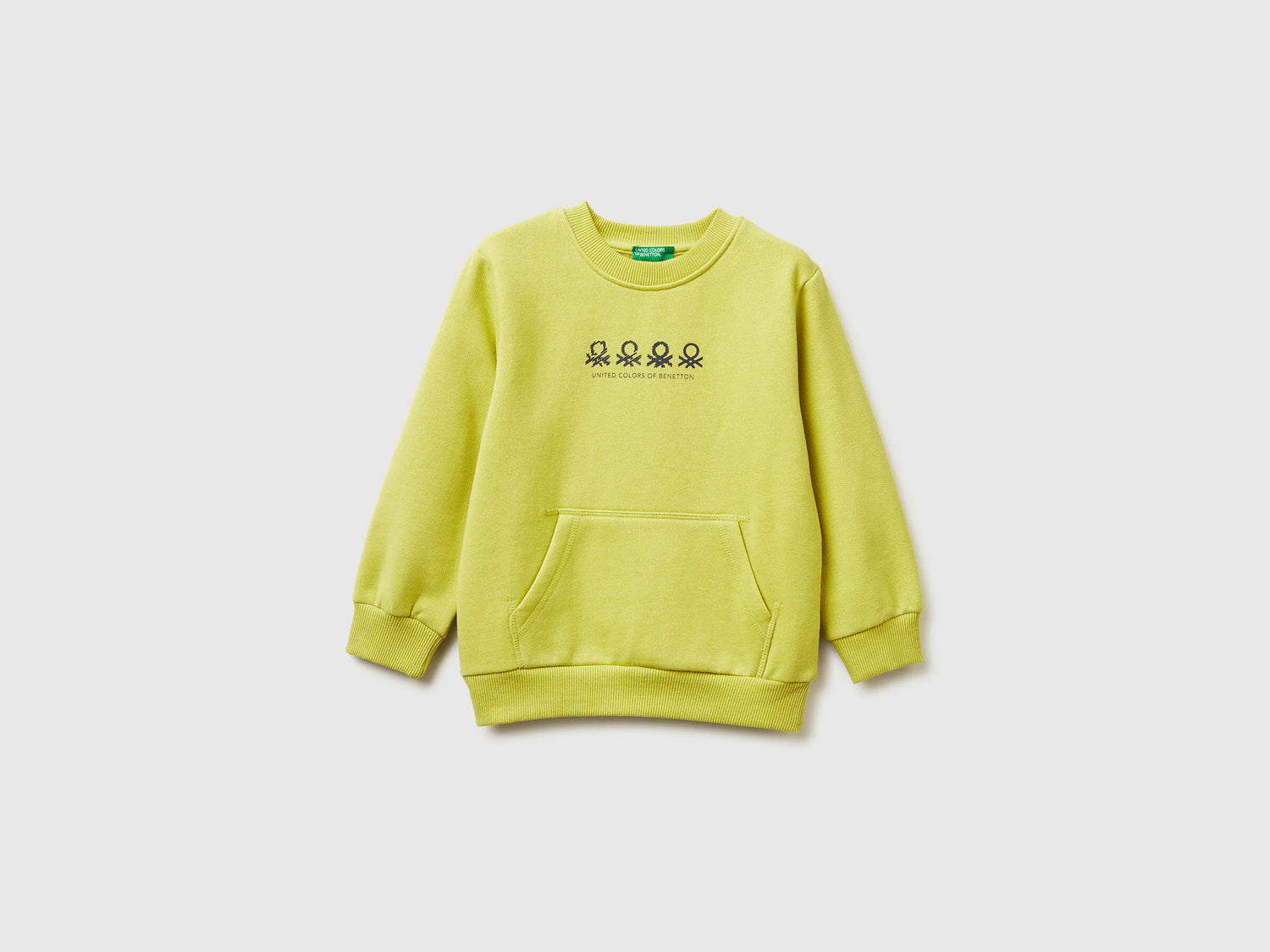 Benetton_Yellow_Warm Sweatshirt with Kangaroo Pocket_3EB5G10KS_0Y6_01