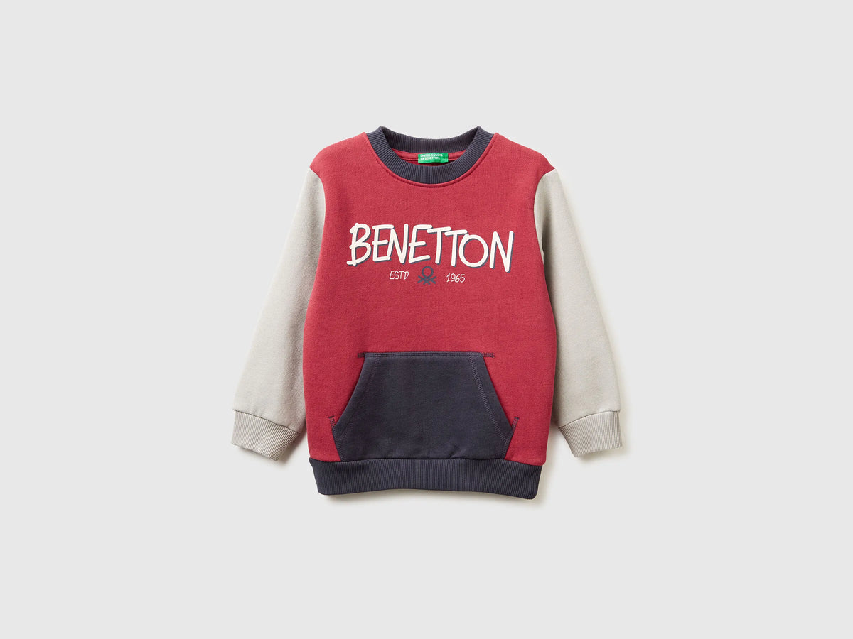 Benetton_Coral_Warm Sweatshirt with Kangaroo Pocket_3EB5G10KS_904_01