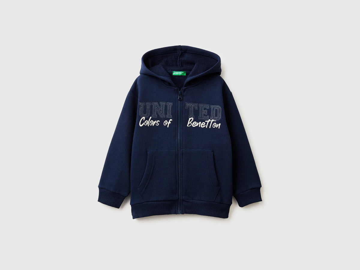 Benetton Dark Blue Boys Zip-Up Hoodie SKU: 3EB5G5043_252 Image 01