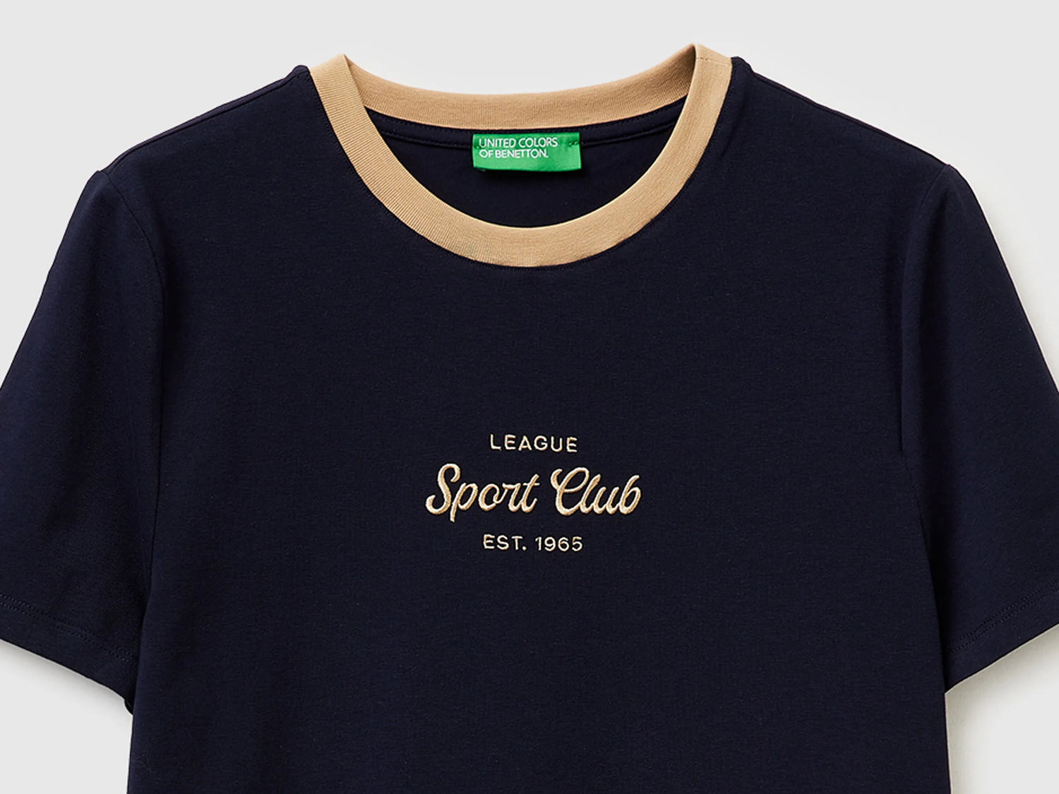 Benetton Dark Blue Women T-Shirt with Embroidered Crest SKU: 3ECMD10C7_016 Image 03