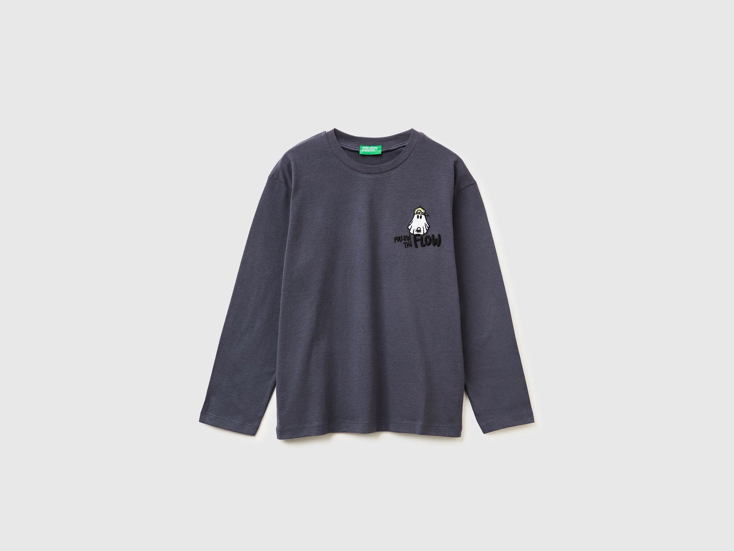 Benetton_Air Force Blue_T-Shirt in Warm Cotton with Print_3EG9C10R9_0J8_01