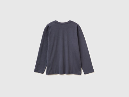 Benetton_Air Force Blue_T-Shirt in Warm Cotton with Print_3EG9C10R9_0J8_02