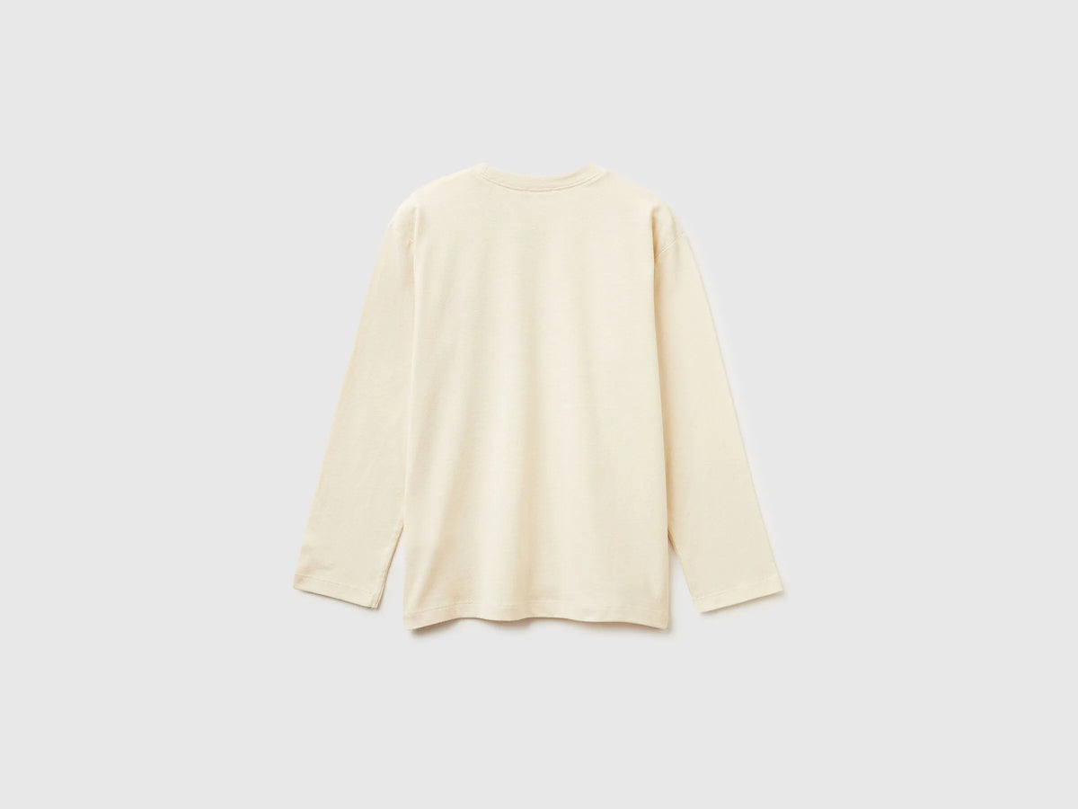 Benetton_Creamy White_T-Shirt in Warm Cotton with Print_3EG9C10R9_3C9_02
