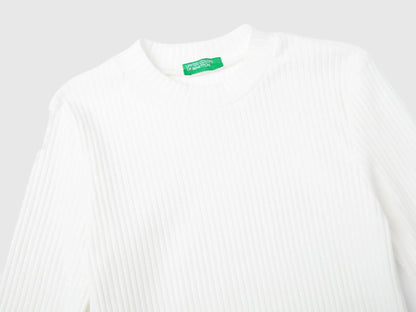 Benetton_Creamy White_Slim Fit Stretch Cotton T-Shirt_3F1AC203O_074_03