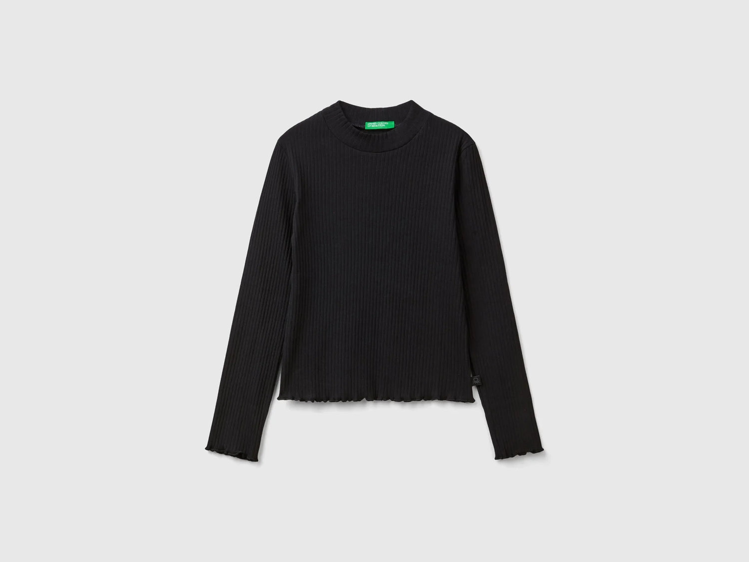 Benetton_Black_Slim Fit Stretch Cotton T-Shirt_3F1AC203O_100_01