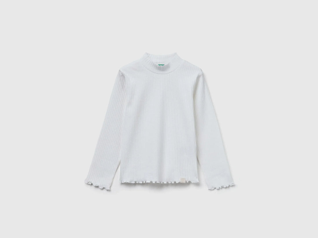 Benetton_Creamy White_Slim Fit Stretch Cotton T-Shirt_3F1AG10JT_074_01