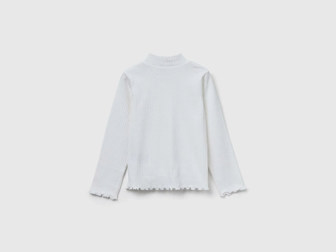 Benetton_Creamy White_Slim Fit Stretch Cotton T-Shirt_3F1AG10JT_074_02