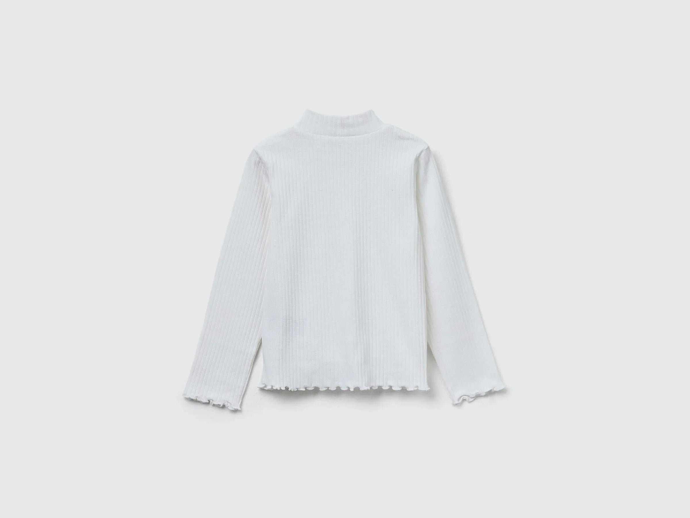 Benetton_Creamy White_Slim Fit Stretch Cotton T-Shirt_3F1AG10JT_074_02