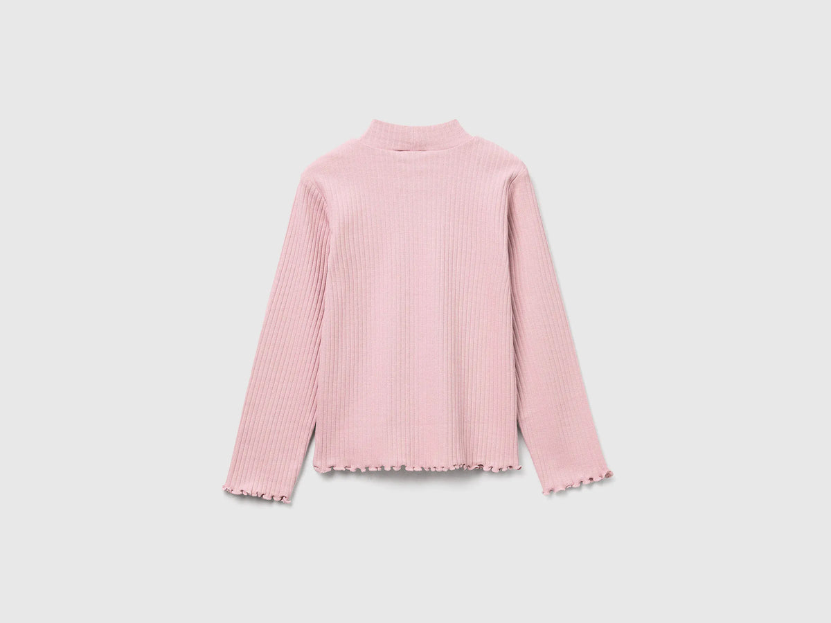 Benetton_Soft Pink_Slim Fit Stretch Cotton T-Shirt_3F1AG10JT_12U_02