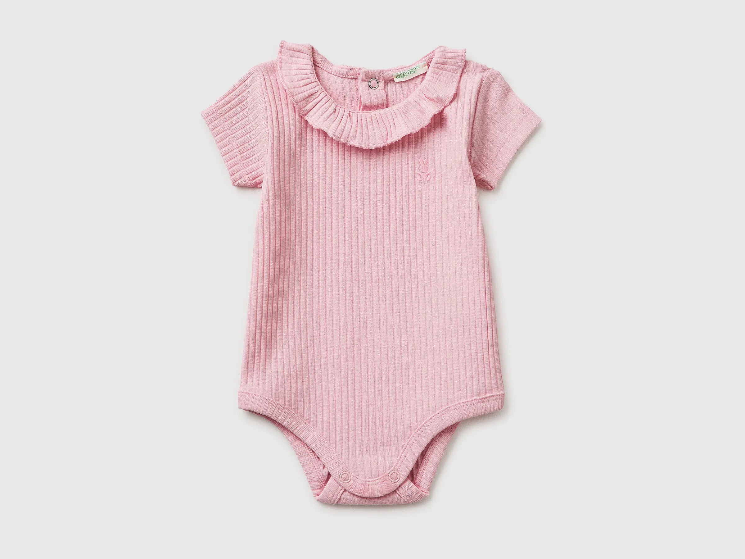Benetton Pink New Born Onesie with Rouching on Neck SKU: 3F1EAB00V_25F Image 01