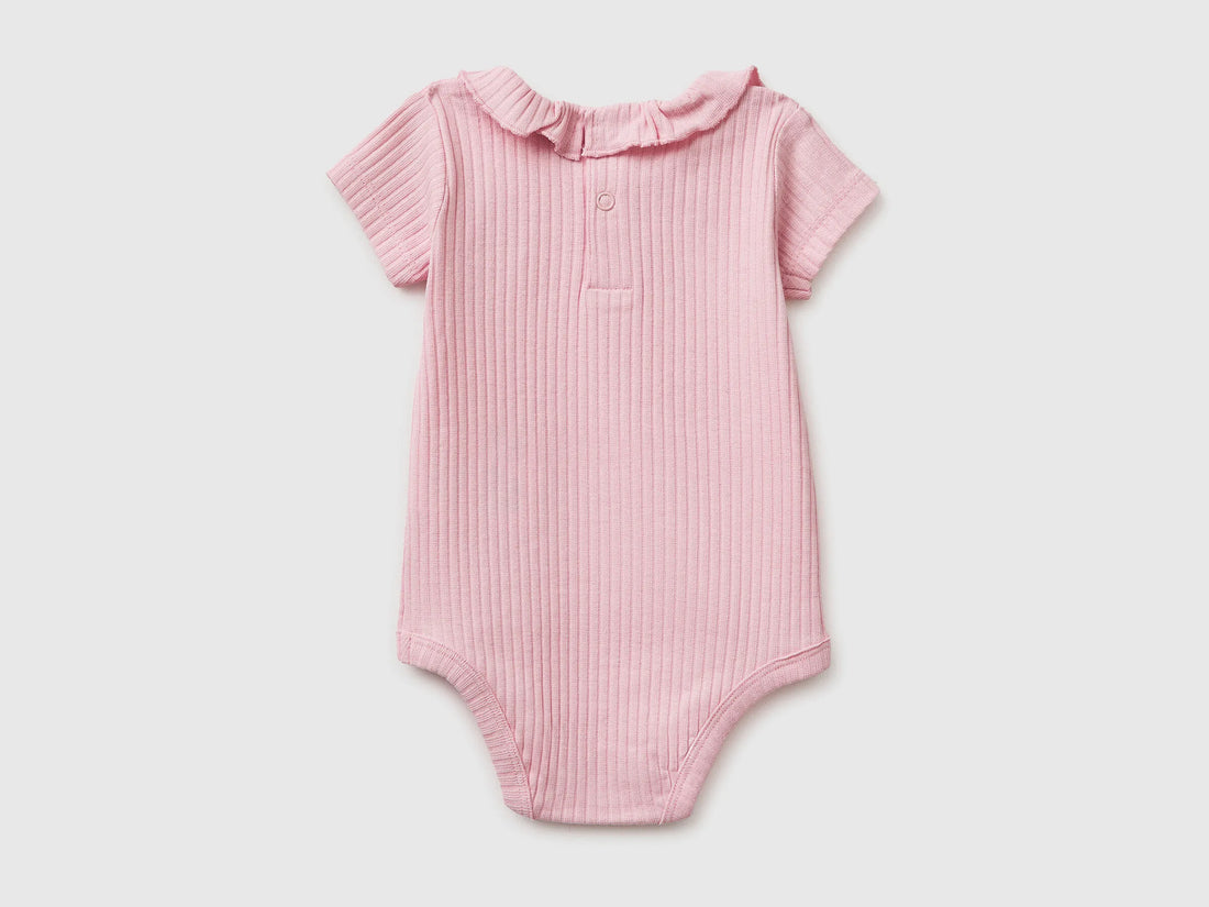 Benetton Pink New Born Onesie with Rouching on Neck SKU: 3F1EAB00V_25F Image 02