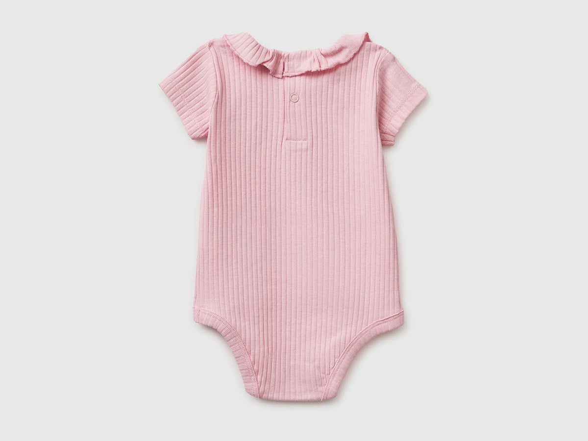 Benetton Pink New Born Onesie with Rouching on Neck SKU: 3F1EAB00V_25F Image 02