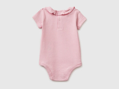 Benetton Pink New Born Onesie with Rouching on Neck SKU: 3F1EAB00V_25F Image 02