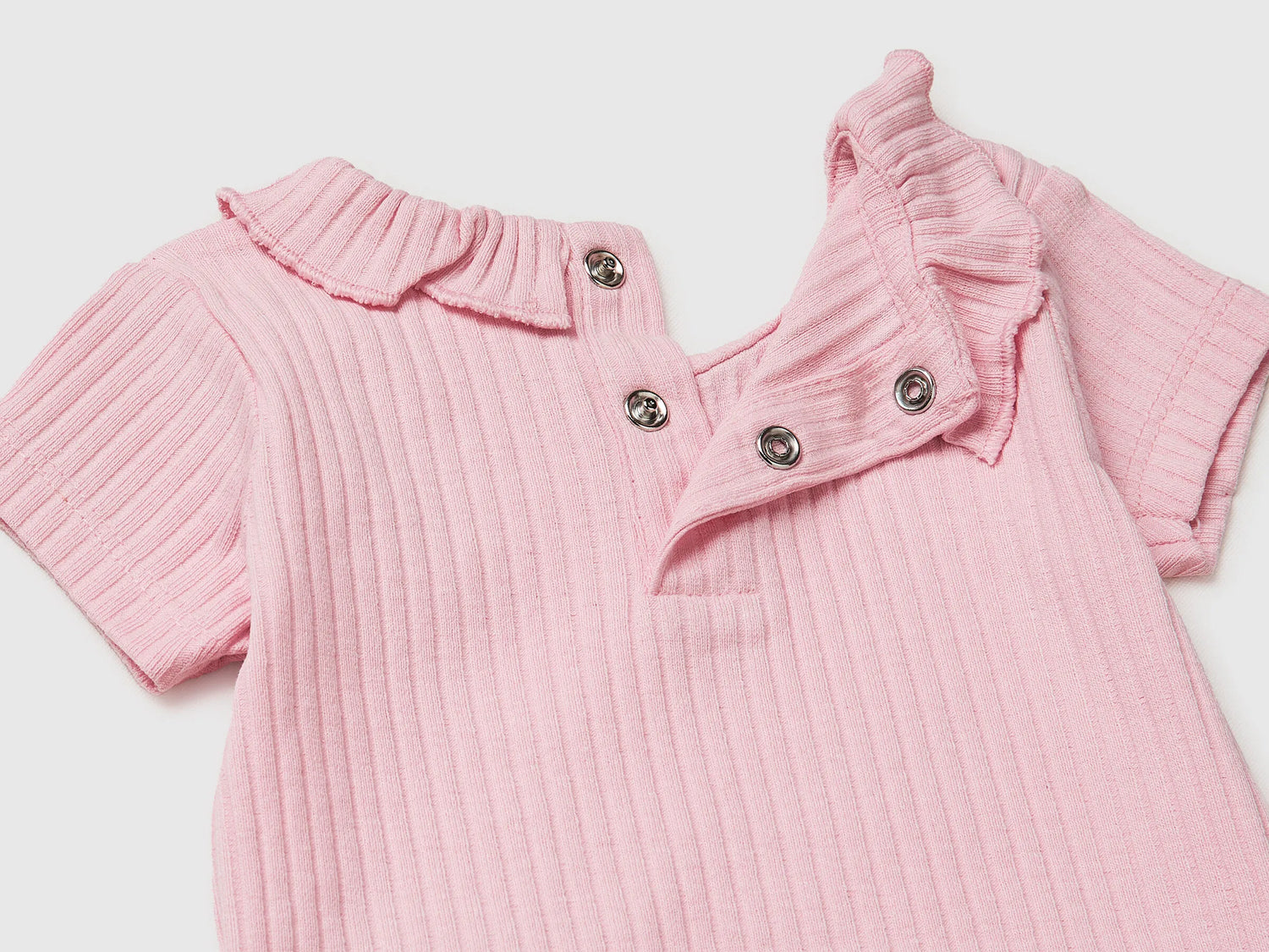 Benetton Pink New Born Onesie with Rouching on Neck SKU: 3F1EAB00V_25F Image 03