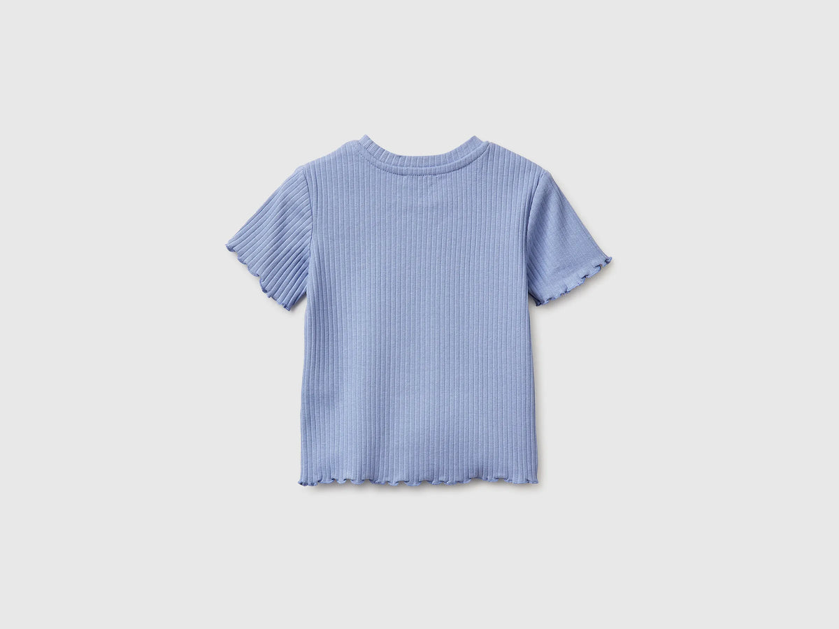 Benetton Lavender Girls Stretch Ribbed T-Shirt SKU: 3F1EG10HZ_13E Image 02