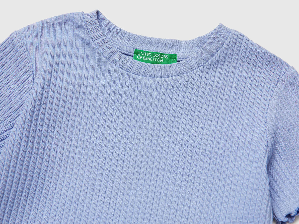 Benetton Lavender Girls Stretch Ribbed T-Shirt SKU: 3F1EG10HZ_13E Image 03