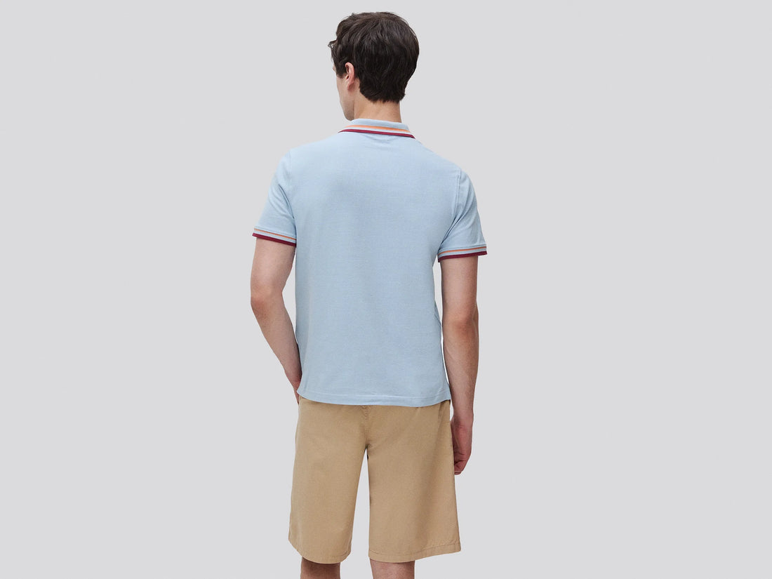 Benetton Light blue Men Slim Fit Polo Shirt SKU: 3F9HU302W_72C Image 02