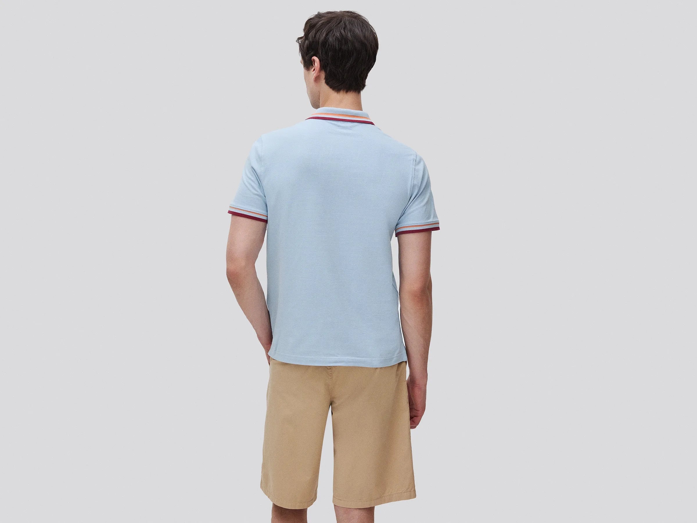 Benetton Light blue Men Slim Fit Polo Shirt SKU: 3F9HU302W_72C Image 02