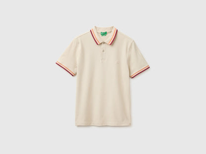 Benetton Beige Men Slim Fit Polo Shirt SKU: 3F9HU302W_752 Image 01