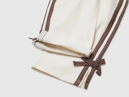 Benetton Creamy White Girls Pants with Lace and Bows SKU: 3F9VGF05C_00E Image 03
