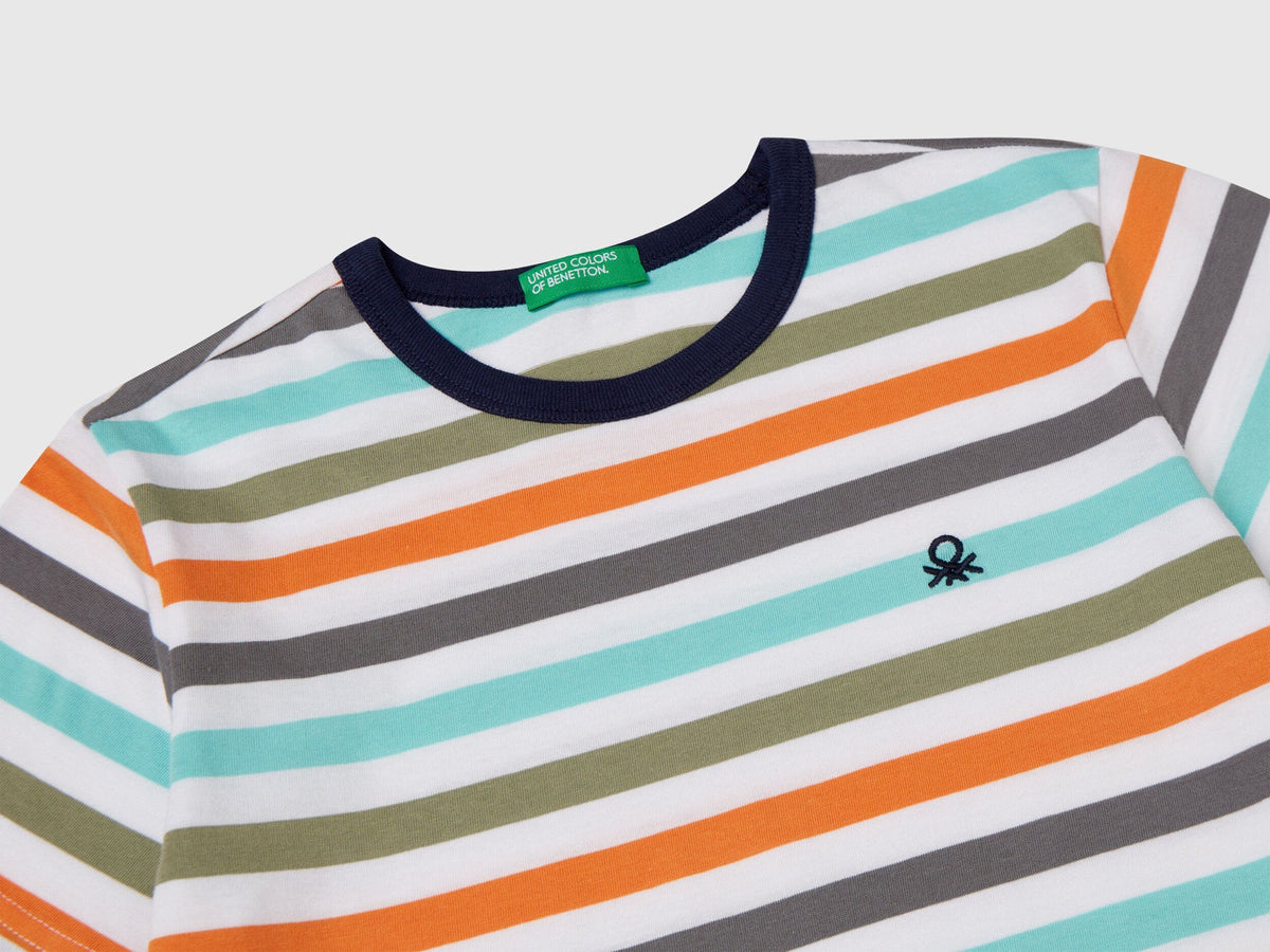 Benetton_100% Cotton Striped T-Shirt_3FHXC10MW_908_03