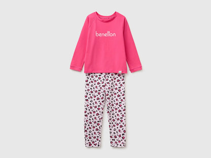 Benetton Light Blue Boys Pyjamas with Logo and Patterned Trousers SKU: 3G680P0A6_903 Image 01
