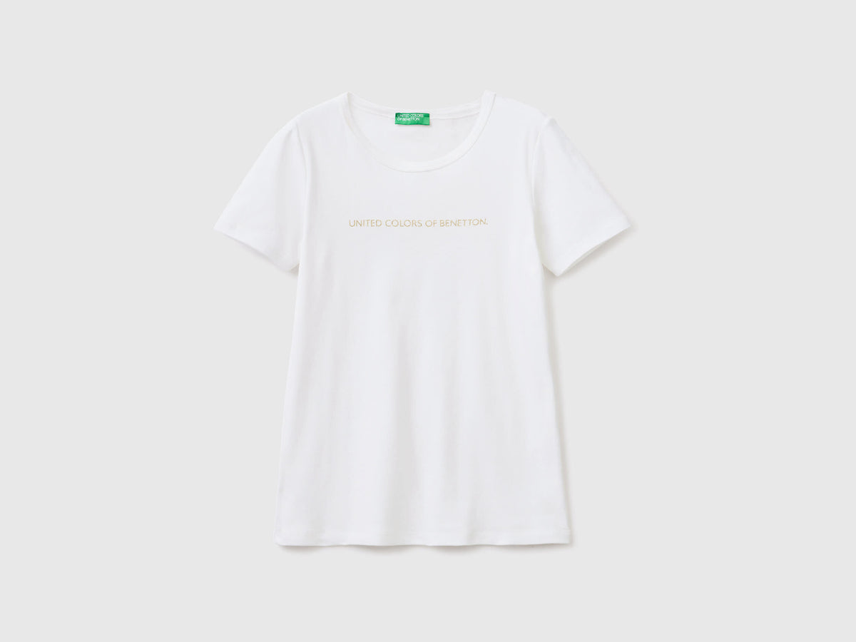T-Shirt in 100% Cotton with Glitter Print Logo_3GA2E16A2_101_03