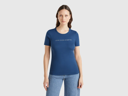 Benetton_T-Shirt in 100% Cotton with Glitter Print Logo_3GA2E16A2_217_01