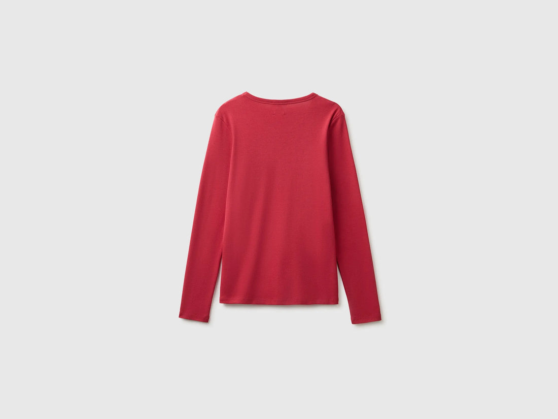 Benetton Strawberry Women Long-Sleeved T-Shirt with Glitter Logo SKU: 3GA8E16G0_0E2 Image 02