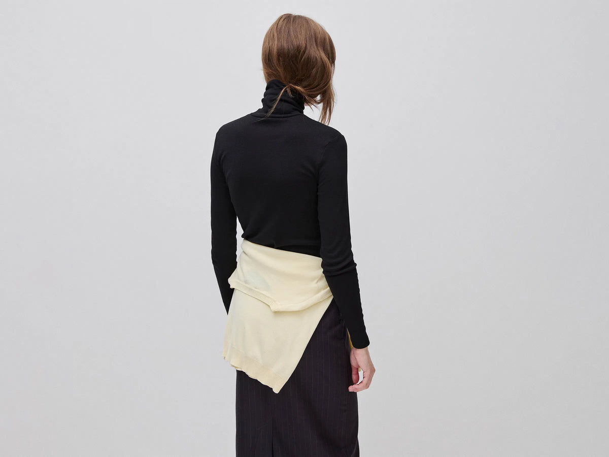 Benetton Black Women Long-Staple Cotton Turtleneck T-Shirt SKU: 3GA8E2224_100 Image 02