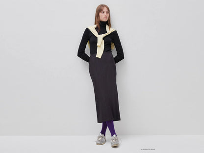 Benetton Black Women Long-Staple Cotton Turtleneck T-Shirt SKU: 3GA8E2224_100 Image 03